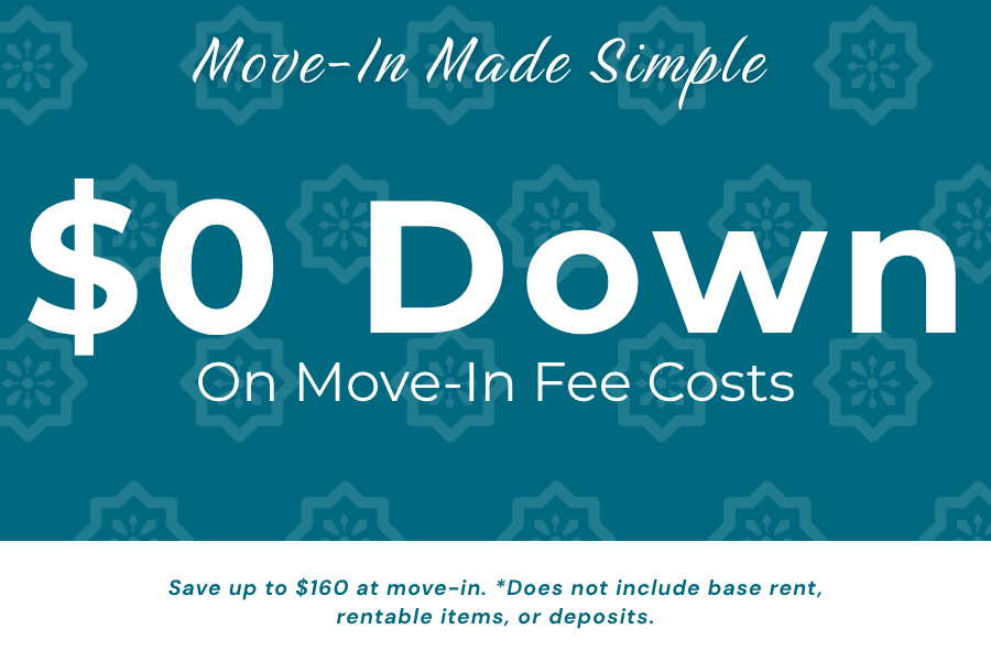 $0 down on move-in fee costs