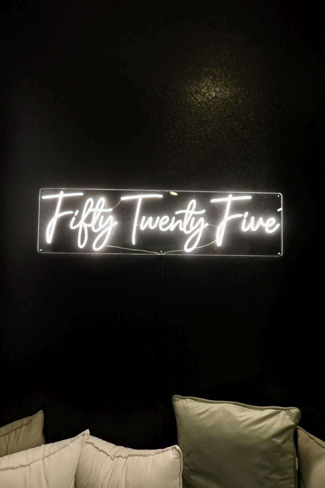fifty twenty five neon wall sign